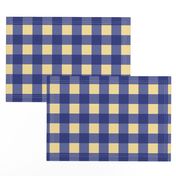 Prussian Blue + buttery-cream gingham by Su_G