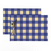 Prussian Blue + buttery-cream gingham by Su_G