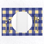 Prussian Blue + buttery-cream gingham by Su_G