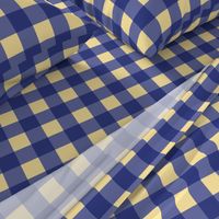 Prussian Blue + buttery-cream gingham by Su_G