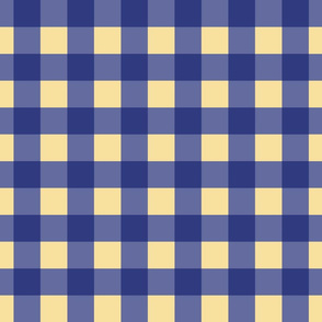 Prussian Blue + buttery-cream gingham by Su_G