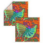 Panama Kuna Indian Mariposa with Flowers - Design 7448092