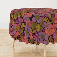 Floral Doodles in purple coral olive