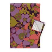 Floral Doodles in purple coral olive