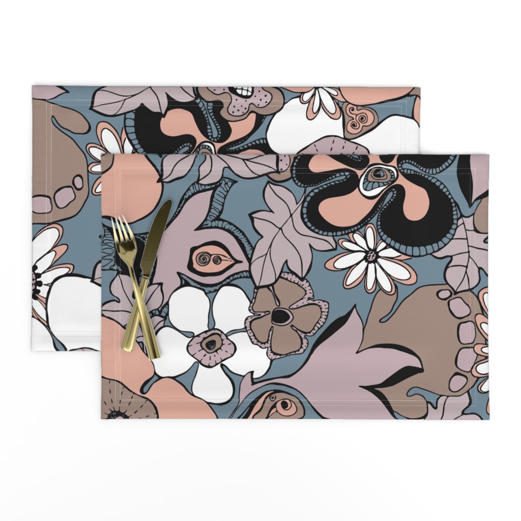 Floral Doodles in mauve taupe blush slate