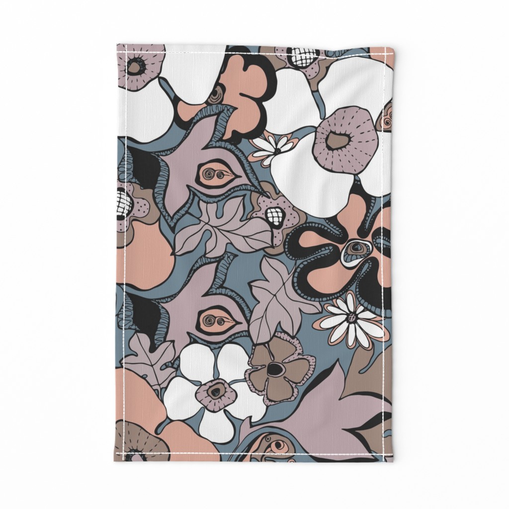 Floral Doodles in mauve taupe blush slate