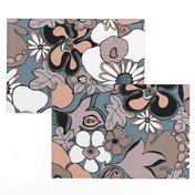 Floral Doodles in mauve taupe blush slate