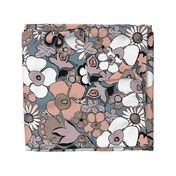 Floral Doodles in mauve taupe blush slate