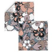 Floral Doodles in mauve taupe blush slate