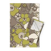 Floral Doodles in taupe beige olive