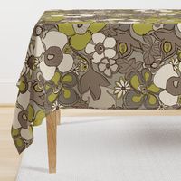 Floral Doodles in taupe beige olive