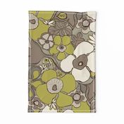 Floral Doodles in taupe beige olive