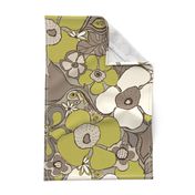 Floral Doodles in taupe beige olive