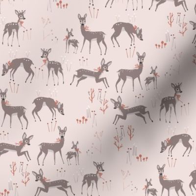 doe deers with ribbons rose