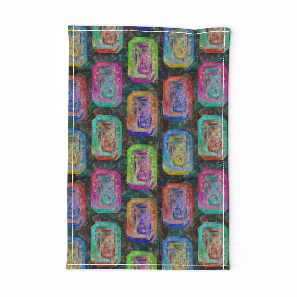 JEWELS RECTANGLES FLOWERY MULTICOLOR DARK GARDEN PAVEMENT