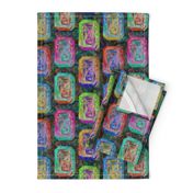 JEWELS RECTANGLES FLOWERY MULTICOLOR DARK GARDEN PAVEMENT