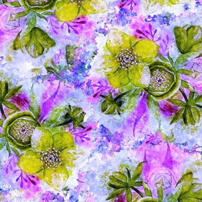 dreamy watercolor hellebore violet green