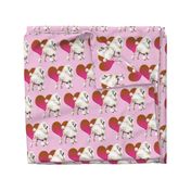 Apricot poodle and heart fabric