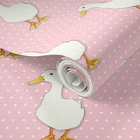 Duck Cool on white dots pink