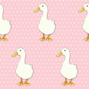 Duck Cool on white dots pink