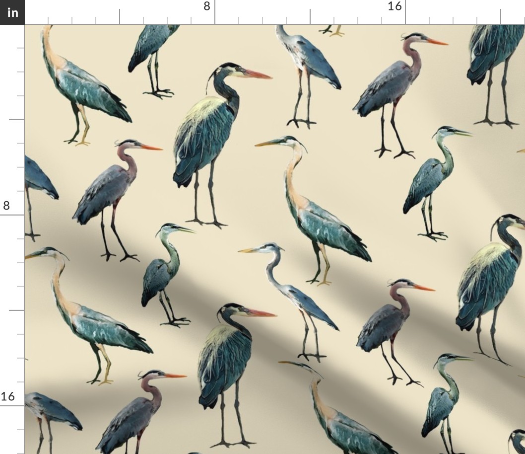 Blue Herons on Tan