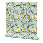 All About the Birds and the Bees - SoFt Spoonflower blue