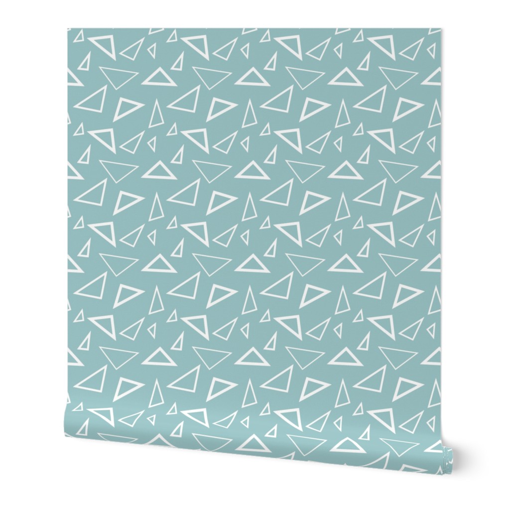 White Triangles on Marine Blue Sea Foam, Geometric Shapes, Angles