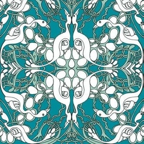 Nesting (in teal and white)