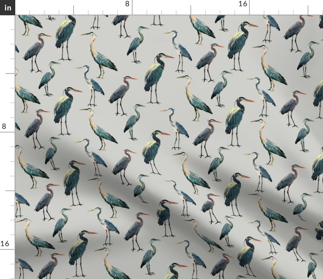 Blue Herons on Light Gray