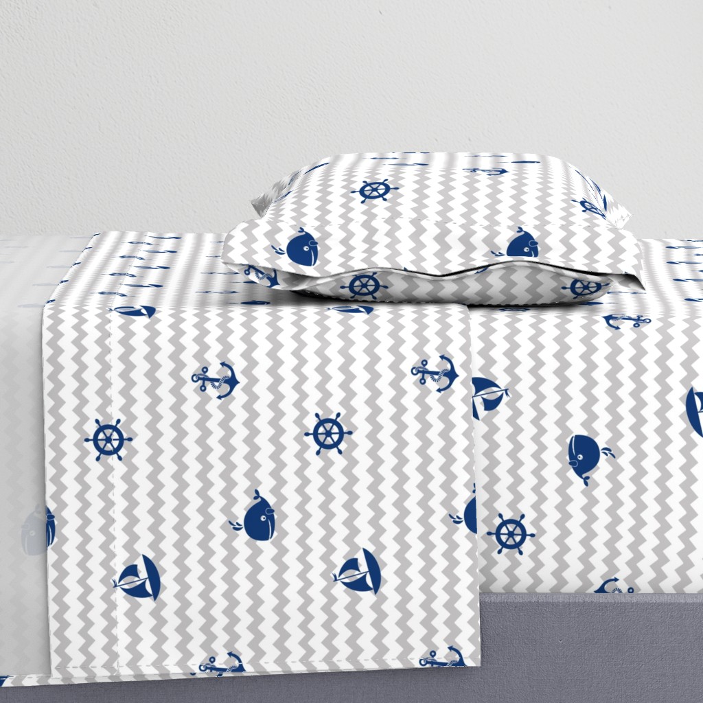 Navy Blue Gray Nautical Boy Nursery