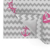 Pink Gray Chevron Nautical Girl Nursery