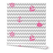 Pink Gray Chevron Nautical Girl Nursery