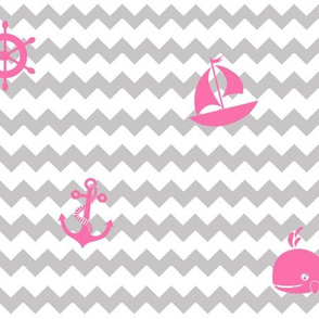 Pink Gray Chevron Nautical Girl Nursery