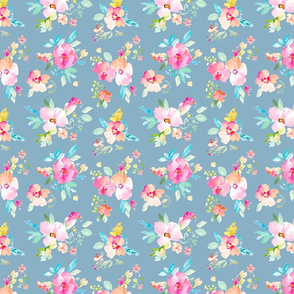 Gemma Florals on Blue