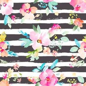 Gemma Watercolor Flowers with Stripes