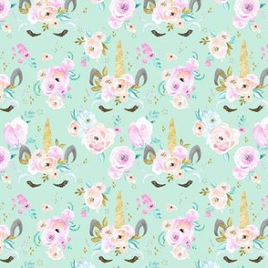 unicorn floral S - mint