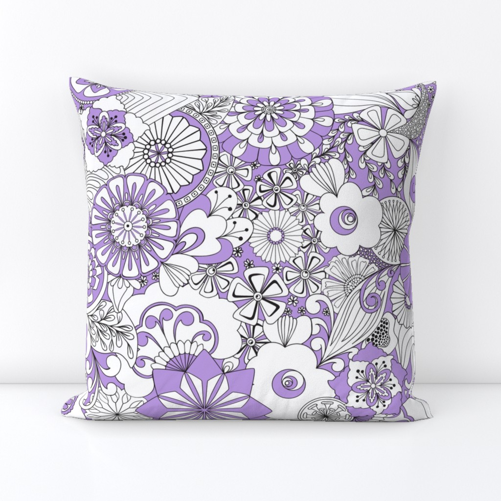 70s Flowers - Lilac and White