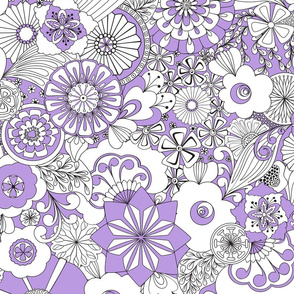 70s Flowers - Lilac and White