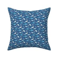 Sharks Shark Blue on Navy Blue Smaller 1,5 inch