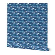 Sharks Shark Blue on Navy Blue Smaller 1,5 inch