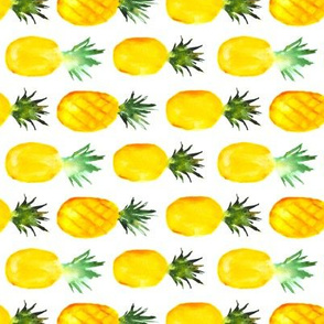 Pineapple love horizontal, watercolor tropical pattern