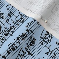Hand Written Sheet Music on Light Blue // Small