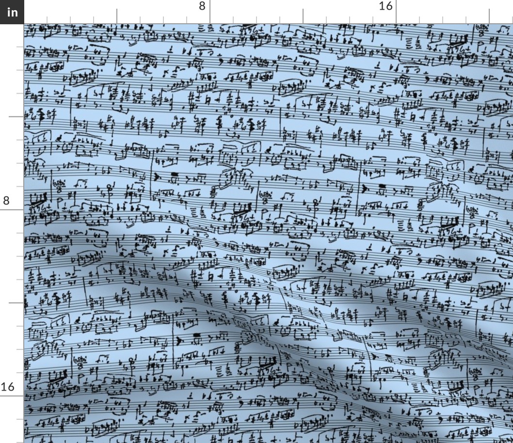 Hand Written Sheet Music on Light Blue // Small