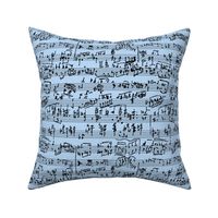 Hand Written Sheet Music on Light Blue // Large