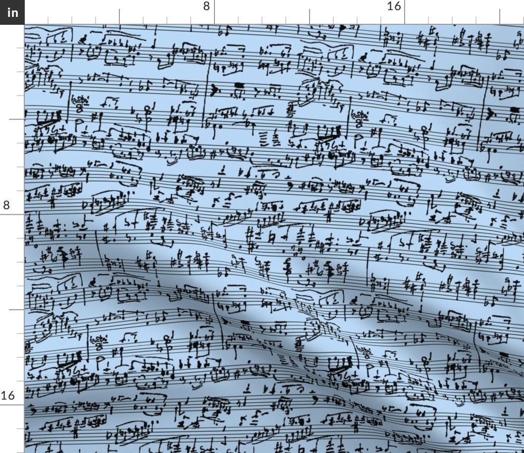 Hand Written Sheet Music on Light Blue // Large