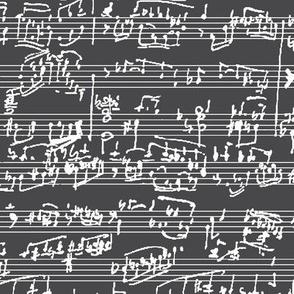 Hand Written Sheet Music on Charcoal // Large