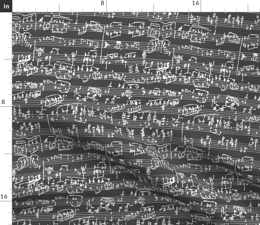 Hand Written Sheet Music on Charcoal // Large