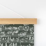 Hand Written Sheet Music on Timber Green // Large