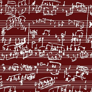 Hand Written Sheet Music on Burgundy // Large