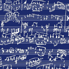 Hand Written Sheet Music on Dark Blue // Large